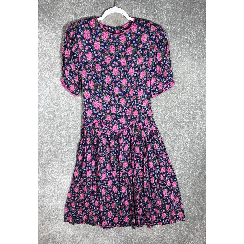 Vintage Betsy's Things Dress Womens Juniors Size 7/8 Prairie Floral Rayon USA
